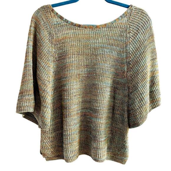 Anthropologie Multicolored Green Short Sleeve Knit Pullover Sweater Size S - Picture 1 of 7